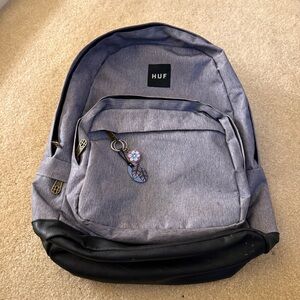 HUF Gray Skate Backpack Black Reinforced Bottom Streetwear School Travel Bag